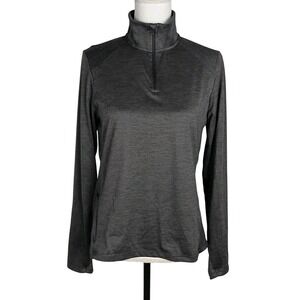 REI Co-op Women's Gray 1/4 Zip Long Sleeve Running Top Shirt Sz M Thumb Holes